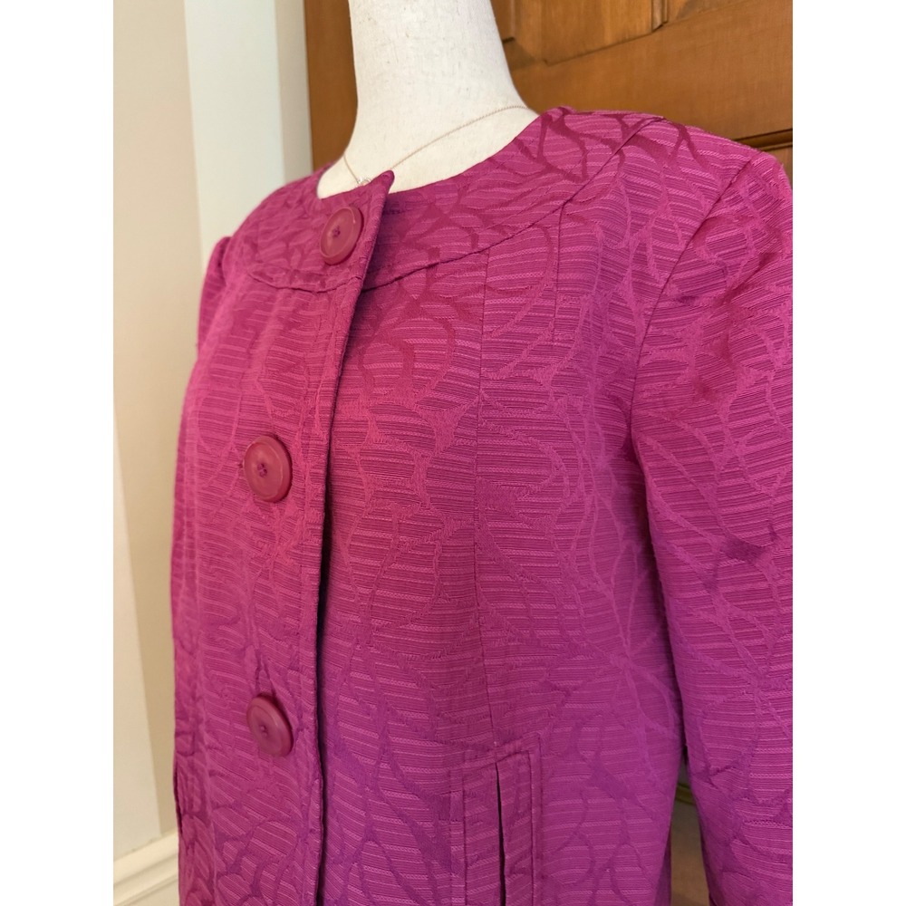 Isabella Suits Womens Magenta Blazer Size‎ 12 Textured Brocade Business Casual